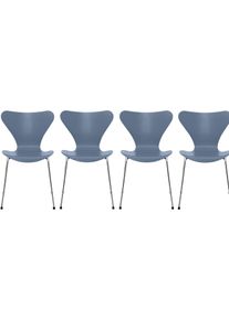 Siebener / Serie Stuhl 3107 Esche 4-er Set Fritz Hansen Dusk blue