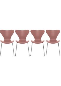 Siebener / Serie Stuhl 3107 Esche 4-er Set Fritz Hansen Wild rose