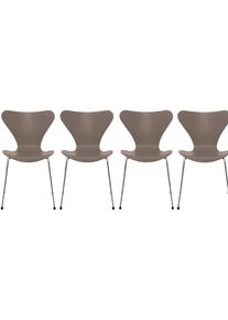 Siebener / Serie Stuhl 3107 Esche 4-er Set Fritz Hansen Deep clay
