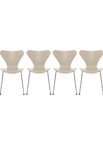 Siebener / Serie Stuhl 3107 Esche 4-er Set Fritz Hansen Hell beige