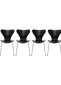 Siebener / Serie Stuhl 3107 Esche 4-er Set Fritz Hansen Schwarz