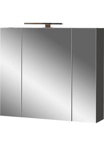 Germania Badezimmerspiegelschrank »Yonkers«, ABS-Kanten, 3-D Spiegel, Türdämpfung, Verstellbare Einlegeböden grau Graphit