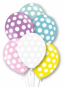 6 bunte Polka Dots Latexballons 27,5cm