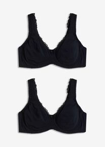 Minimizer T-Shirt-BH mit B&uuml;gel mit Bio-Baumwolle (2er Pack) in schwarz, Gr&ouml;sse 95F, 95% Baumwolle, bonprix