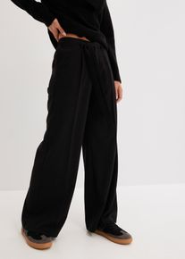 Bundfaltenhose aus Viskose-Mix in schwarz, Grösse 50, bonprix