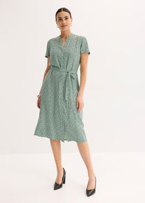 Blusenkleid mit Pünktchen in grün, Grösse 44, bonprix