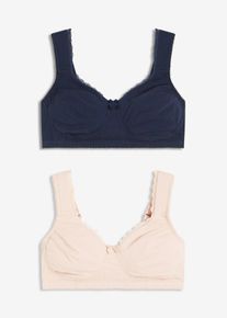 Minimizer T-Shirt-BH ohne Bügel mit Bio-Baumwolle (2er Pack) in blau, Grösse 85C, 95% Baumwolle, bonprix
