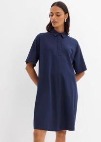 Polokleid aus reiner Baumwolle in blau, Grösse 40/42 (M), 100% Baumwolle, bonprix