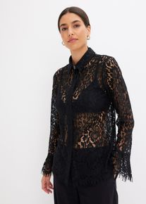 Bluse aus Spitze in schwarz, Gr&ouml;sse 38, bonprix