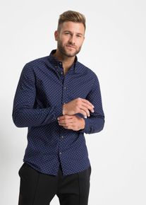 Langarmhemd aus reiner Baumwolle Slim Fit in blau, Grösse 39/40 (M), 100% Baumwolle, bonprix