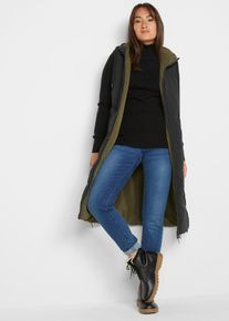 Wende-Steppweste aus recyceltem Polyester mit Kapuze in schwarz, Grösse 44, bonprix