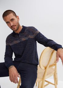 Polo-Langarmshirt in blau, Gr&ouml;sse 64/66 (3XL), 100% Baumwolle, bonprix