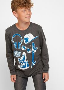 Langarmshirt mit Bio-Baumwolle (2er-Pack) in grau, Grösse 176/182, 100% Baumwolle, bonprix