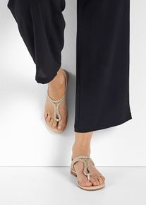 Zehenstegsandalen in Flecht-Optik in gold, Gr&ouml;sse 35, bonprix