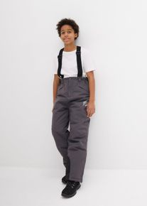 wasserdichte Funktionshose mit Hosentr&auml;gern warm gef&uuml;ttert in grau, Gr&ouml;sse 134, bonprix
