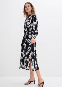 Blusenkleid aus flie&szlig;ender Viskose in schwarz, Gr&ouml;sse 36, bonprix