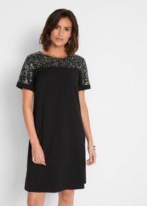 Kleid mit Pailetten-Einsatz in schwarz, Gr&ouml;sse 36, bonprix