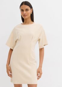 Shirtkleid aus reiner Baumwolle in beige, Grösse 40/42 (M), 100% Baumwolle, bonprix