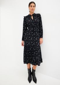 Midikleid aus reiner Viskose in schwarz, Gr&ouml;sse 48, bonprix
