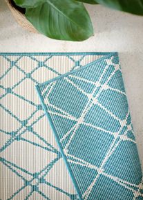 In- und Outdoor Wende-Teppich mit moderner Musterung in blau, 60x110 cm, bonprix
