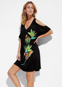 Strandkleid aus fließender Viskose in schwarz, Grösse 44/46 (L), bonprix