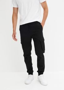 Regular Fit Schlupf-Cargohose Straight in schwarz, Grösse 54, 97% Baumwolle, bonprix