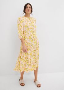 Crinkle-Midikleid aus Viskose in weiss, Gr&ouml;sse 48, bonprix
