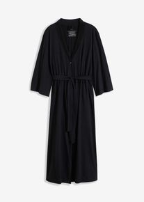 Bademantel aus reiner Baumwolle in schwarz, Grösse 56/58 (3XL), 100% Baumwolle, bonprix