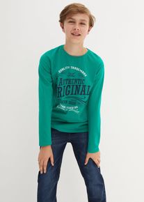 Langarmshirt aus reiner Bio-Baumwolle (2er Pack) in blau, Gr&ouml;sse 164/170, 100% Baumwolle, bonprix