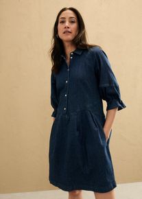 Kurzes Jeanskleid in A-Linie mit 3/4-Puff&auml;rmeln in blau, Gr&ouml;sse 56, 97% Baumwolle, bonprix