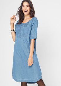 Kniebedeckendes Jeanskleid aus Bio-Baumwolle Halbarm in blau, Grösse 50, 100% Baumwolle, bonprix