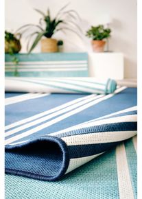 In- und Outdoor Wende-Teppich mit Streifen in blau, 60x110 cm, bonprix