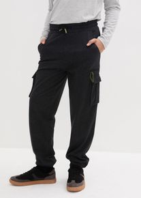 Jogginghose mit Cargotaschen aus weichem Baumwoll-Mix in grau, Grösse 152/158, bonprix