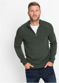 Troyer Pullover aus weichem Baumwollmix in grün, Grösse 52/54 (L), bonprix