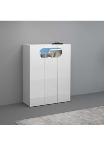 Inosign , Schuhschrank »Real,Schuhschrank,Schuhkommode,Schuhregal,Breite 90 cm« komplett Hochglanz lackiert, 3 Türen mit offenem Fach in ovaler...