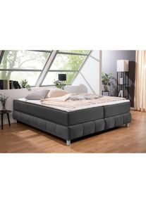 Boxspringbett »Salo« Ohne Kopfteil, inkl. Topper, auch in Überlänge 220 cm , grau , Andas