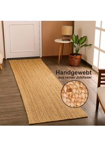 Läufer »Lola« rechteckig 10 mm Höhe Juteteppich, Wendeteppich, handgeflochten, 100% Naturfaser, Boho-Style , beige , MyFlair Möbel & Accessoires ,...
