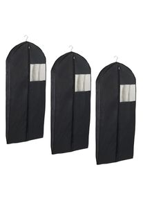Kleidersack »Modell Deep Black«, (Set, 3 St.), Kleiderschutzhülle mit Reissverschluss & Sichtfenster, ideal auf Reisen , schwarz , Wenko