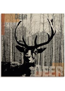 Holzbild »Hirsch Collage«, Tierbilder, (1 St.) , grau , Artland