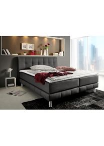 Boxspringbett Cafone, inkl. Topper, 5 Breiten, 3 Matratzenarten und 3 Härtegraden wählbar , grau , Places of Style