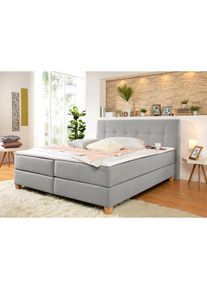 Boxspringbett »Calloway«, inkl. Topper, XXL-Ausführung, in 4 Farben, 5 Breiten, 3 Matratzenarten , grau , Home Affaire