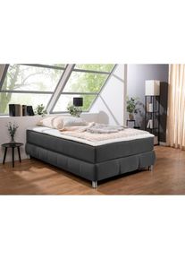 Boxspringbett »Salo«, Ohne Kopfteil, inkl. Topper, auch in Überlänge 220 cm , grau , Andas