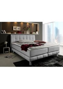 Boxspringbett Cafone, inkl. Topper, 5 Breiten, 3 Matratzenarten und 3 Härtegraden wählbar , grau , Places of Style