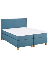 Boxspringbett »Houssay« inkl. Topper, 5 Breiten, 2 Härtegraden auch in Überlänge 220 cm , blau , Home Affaire