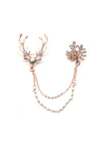 Firetti , Brosche »Schmuck Geschenk Ansteckschmuck Gliederkette Perle, Hirsch, Baum«, mit Glasstein - mit Acrylperle , rosegold , Modische Brosche...