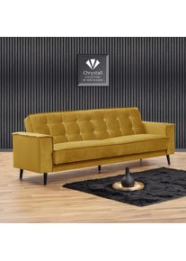 Max Winzer Schlafsofa »Jersey, 3-Sitzer, Sofa in exklusivem Design, mit Strasssteinen«, handgefertigt, hochwertige Konstruktion, Samtvelours, mit Bettfunktion...