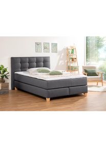 Boxspringbett »Moulay« inkl. Topper, in 3 Härtegraden, TFK auch in Härtegrad 4 , grau , Home Affaire