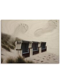 Holzbild »Strandkörbe«, Landschaftsbilder, (1 St.) , weiss , Artland