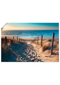 Wandbild »Weg zum Nordseestrand Sonnenuntergang«, Strand, (1 St.), als Alubild, Outdoorbild, Leinwandbild, Poster, Wandaufkleber , beige , Artland