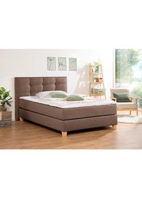 Boxspringbett »Moulay« inkl. Topper, in 3 Härtegraden, TFK auch in Härtegrad 4 , braun , Home Affaire